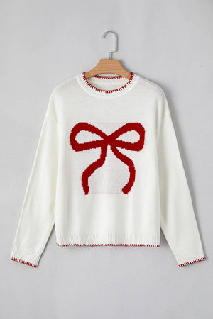 Bow Pattern Christmas Loose Fit Graphic Sweater