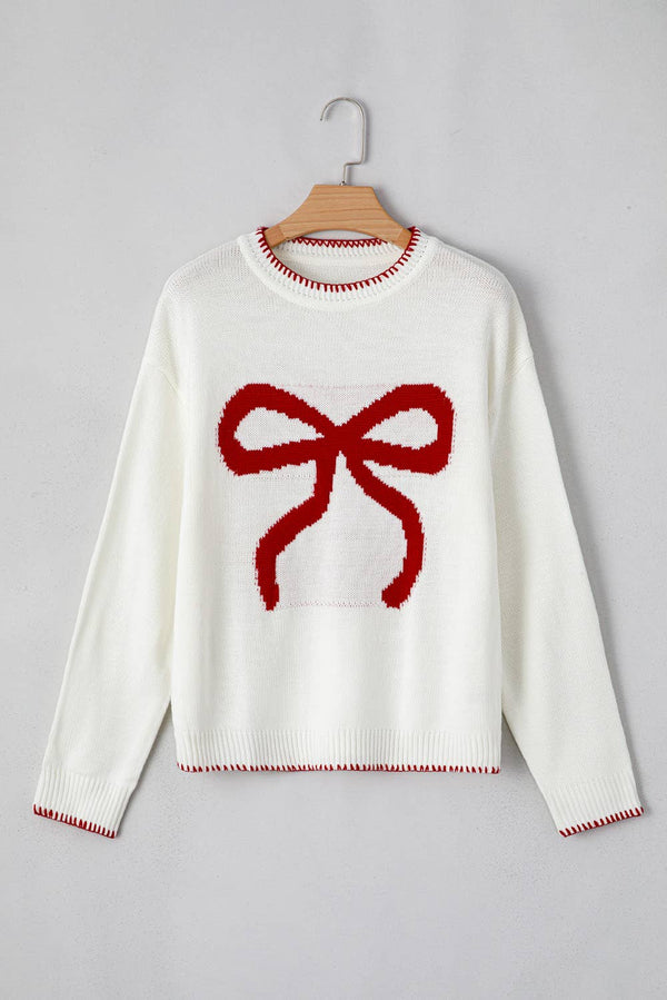 Bow Pattern Christmas Loose Fit Graphic Sweater