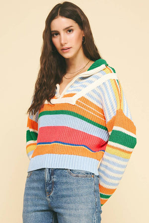 Multi Color Half Zip Pullover Sweater