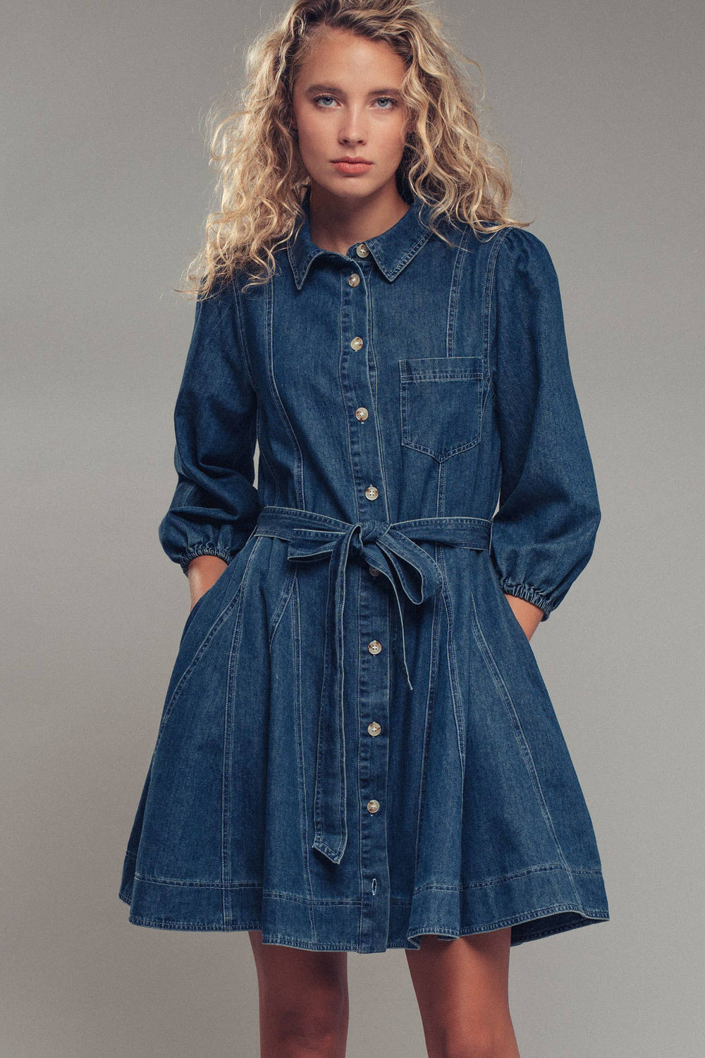 Western Belted Fit-and-Flare Dress