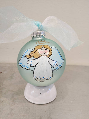 Angel Hand Painted Glass Ball Ornament