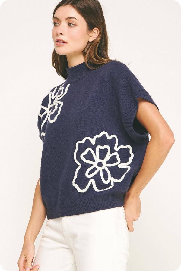 Floral Embroidered Knit Top