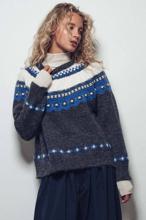 Nordic-Inspired Cable Knit Crewneck Sweater