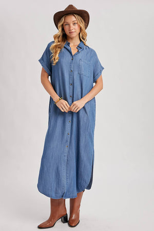 Denim Side Slit Dress
