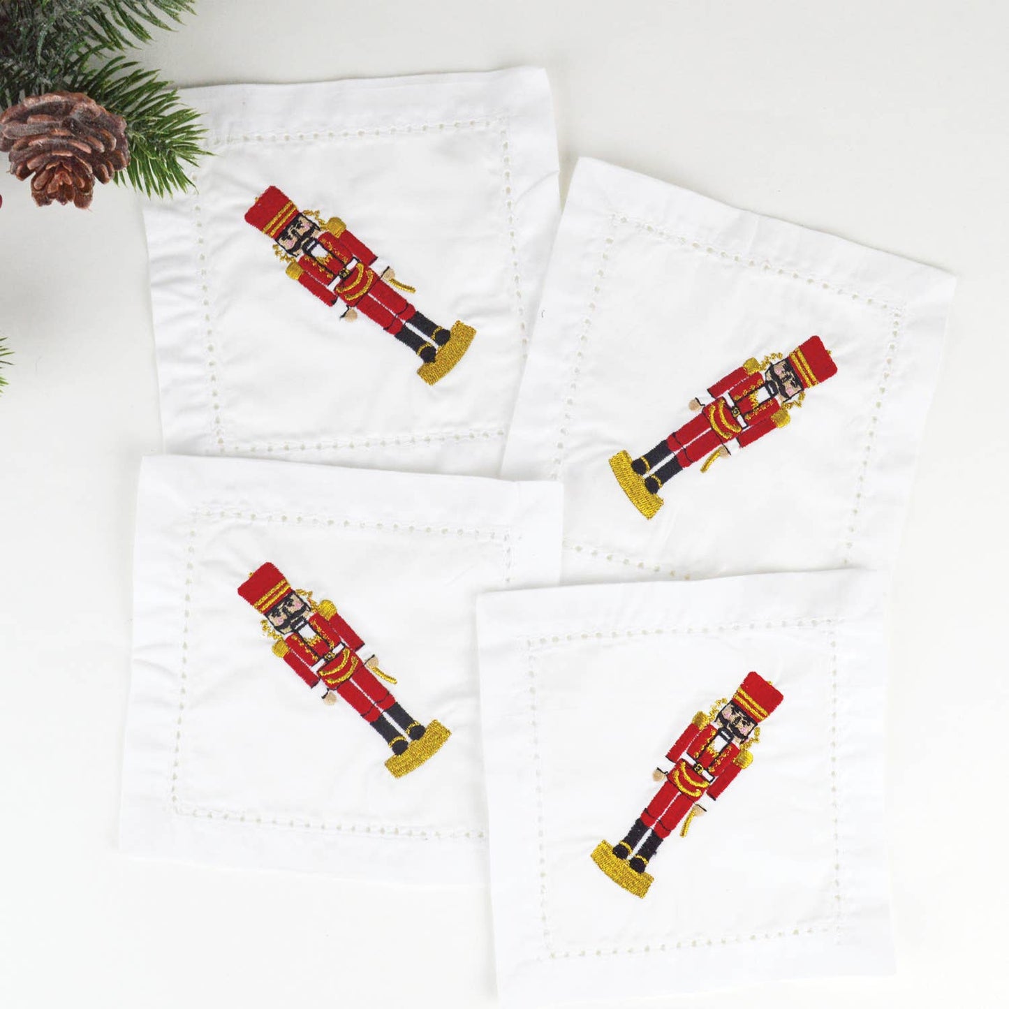 Nutcracker Embroidered Cocktail Napkin Boxed Set