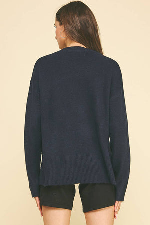 Classic V-Neck Sweater- Navy
