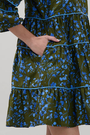 Retra Collared Tiered Mini Dress