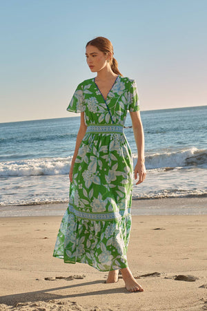 Verbena Floral Ingrida Surplice Maxi Dress
