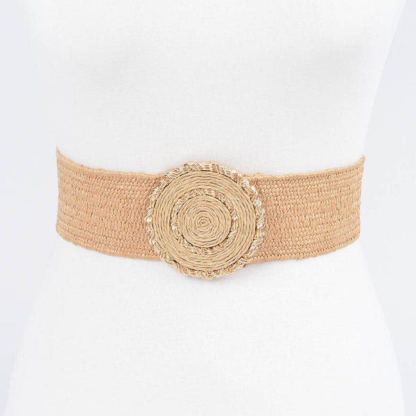 Faux Straw Elastic Belt