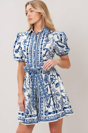 A Printed Woven Mini Dress