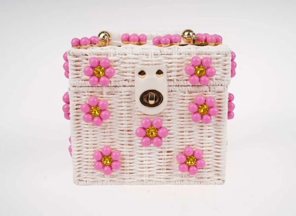Wicker Bucket Daisy Flower Purse