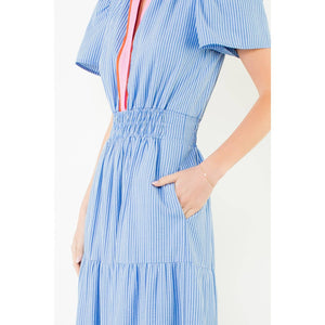 Short Sleeve Striped Textured Maxi Dress