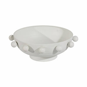 Decorative Bowl - White Iron/Fir Wood Hobnail, 11 in.