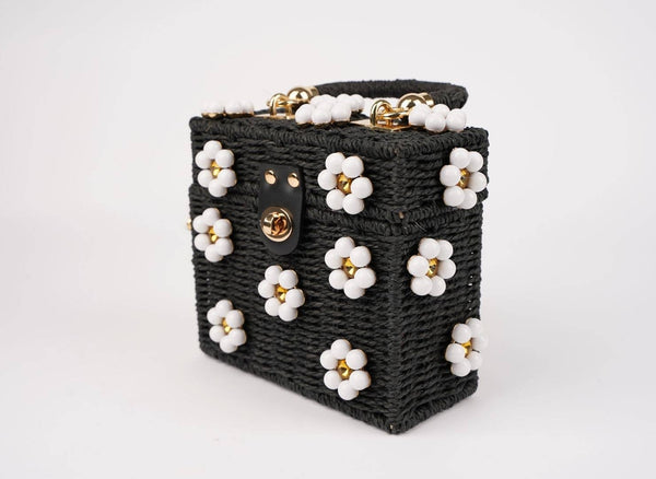 Wicker Bucket Daisy Flower Purse