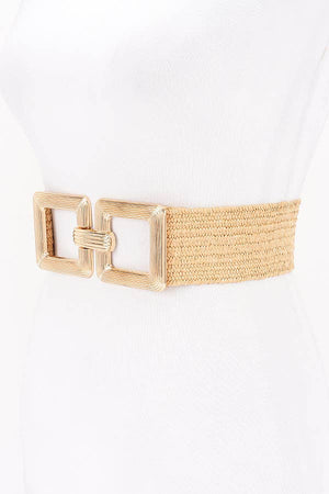 Woven Double Square Buckle Stretch Belt PB8906