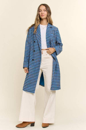 Houndstooth Double Breasted Longline Coat