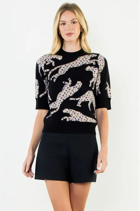 Leopard Print Knit Sweater