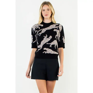 Leopard Print Knit Sweater