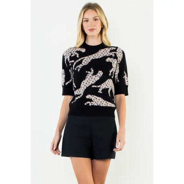 Leopard Print Knit Sweater