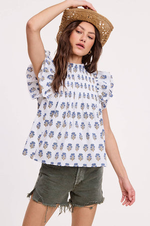 Floral Cluster Ruffle Blouse
