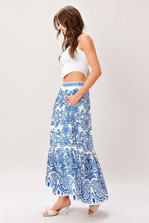 A Printed Woven Full Midi Skirt