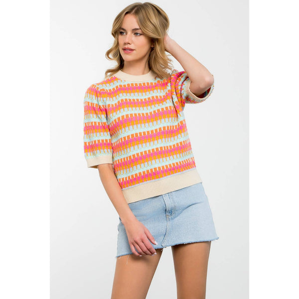 Vibrant Crochet Pattern Knit Top