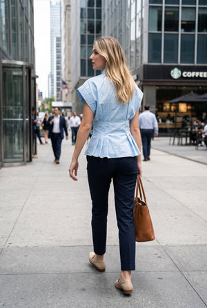 Double Belt Peplum Shirt Top