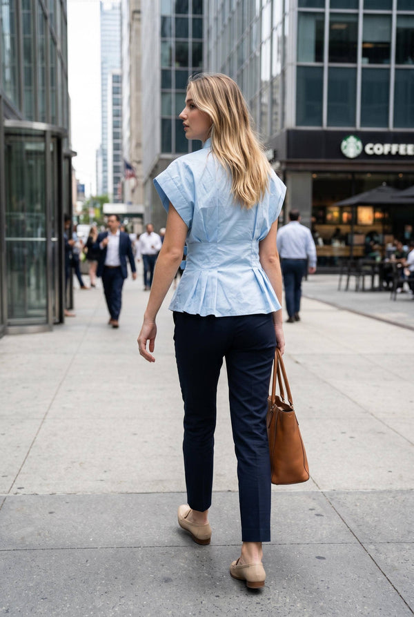 Double Belt Peplum Shirt Top