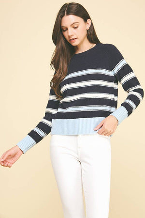 Striped Knit Color Block Sweater