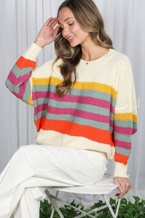 Crew Neck Striped Sweater
