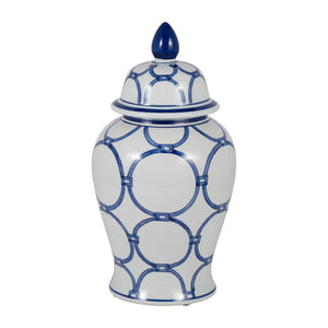 Ceramic Classic Links Decorative Temple Jar - Blue, 18 in.