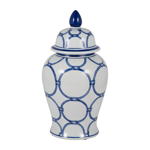 Ceramic Classic Links Decorative Temple Jar - Blue, 18 in.