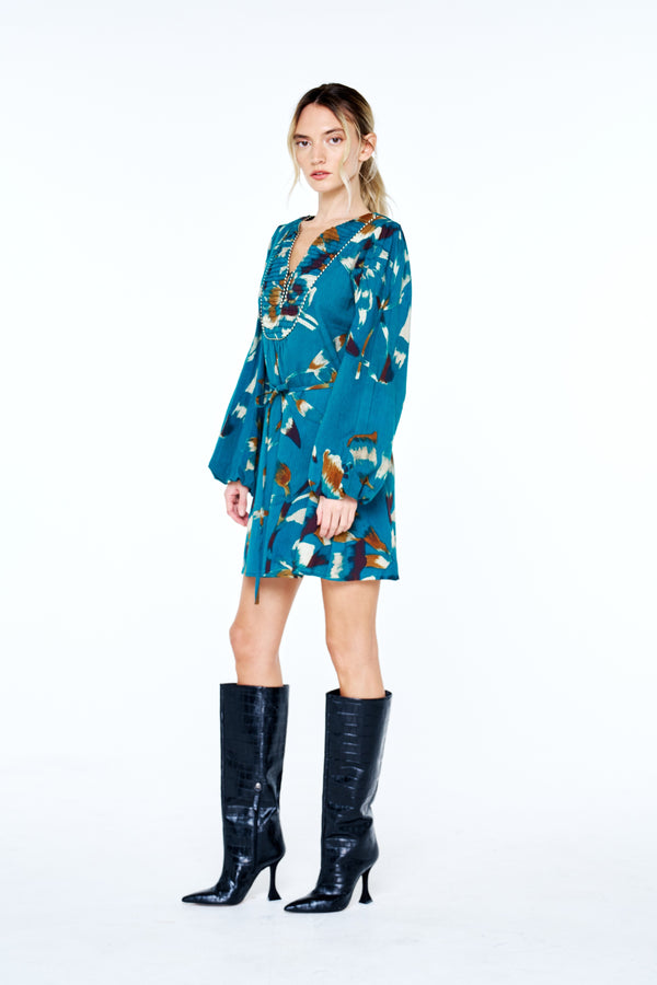 Andi Printed Seersucker Mini House Dress