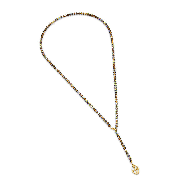 beaded lariat shield necklace