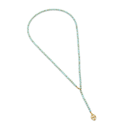 beaded lariat shield necklace