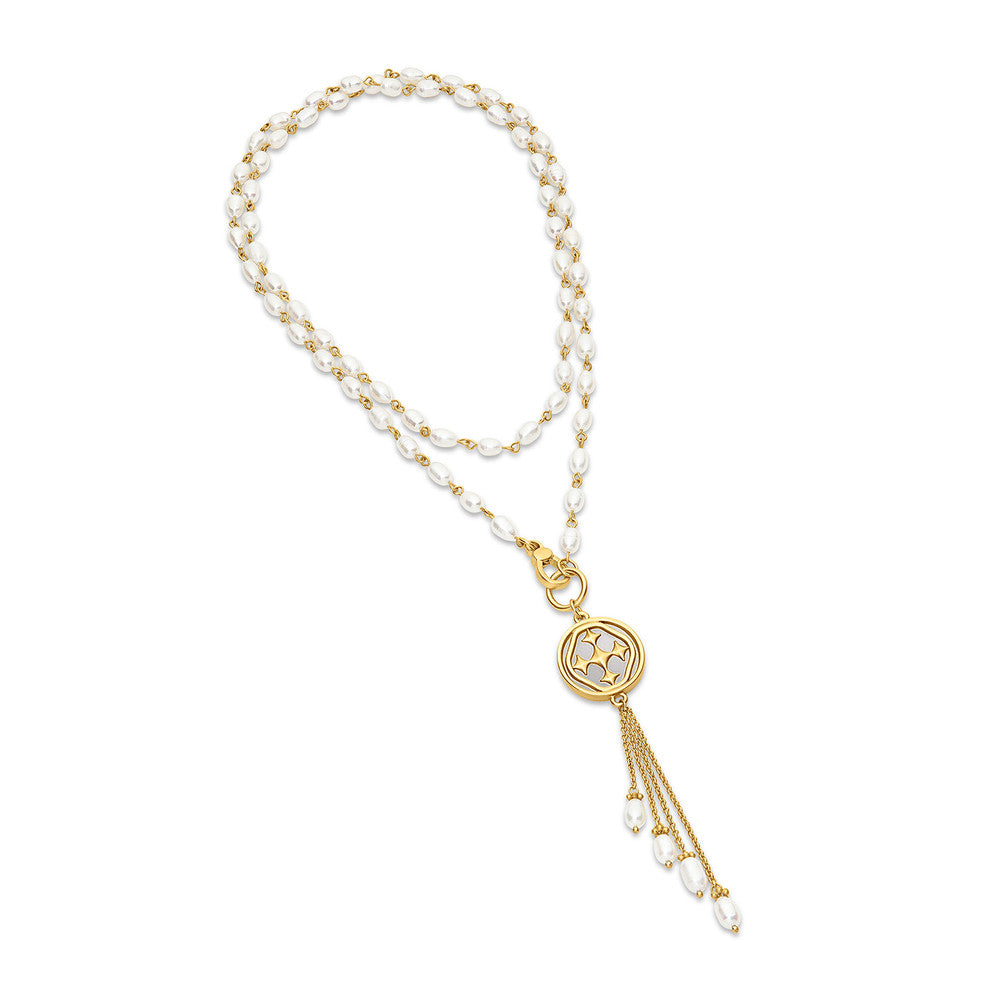long pearl medallion necklace