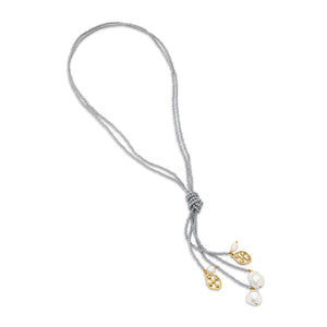 long gray pearl & shield necklace