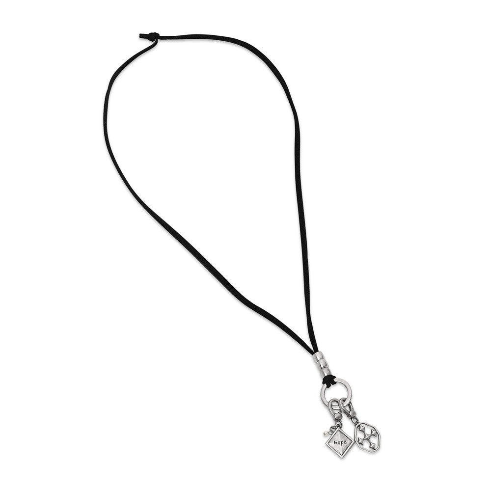suede shield & charm lariat