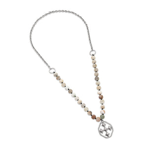 long stone beaded shield necklace