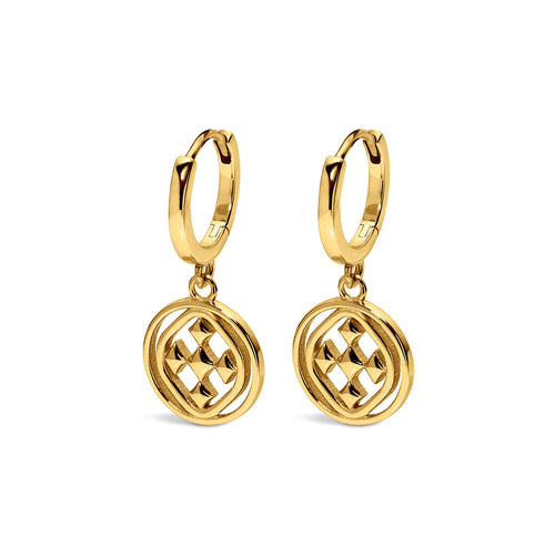 medallion huggie hoops