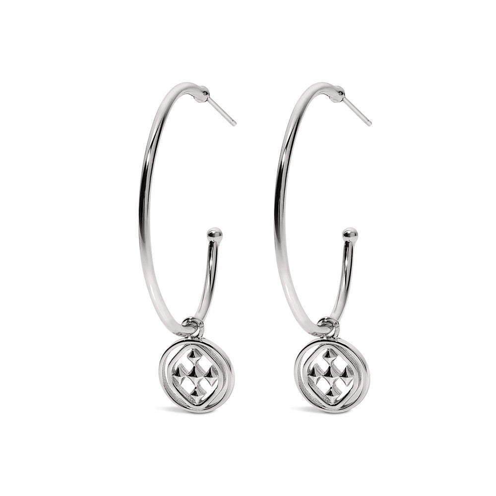 medallion large hoop earrings