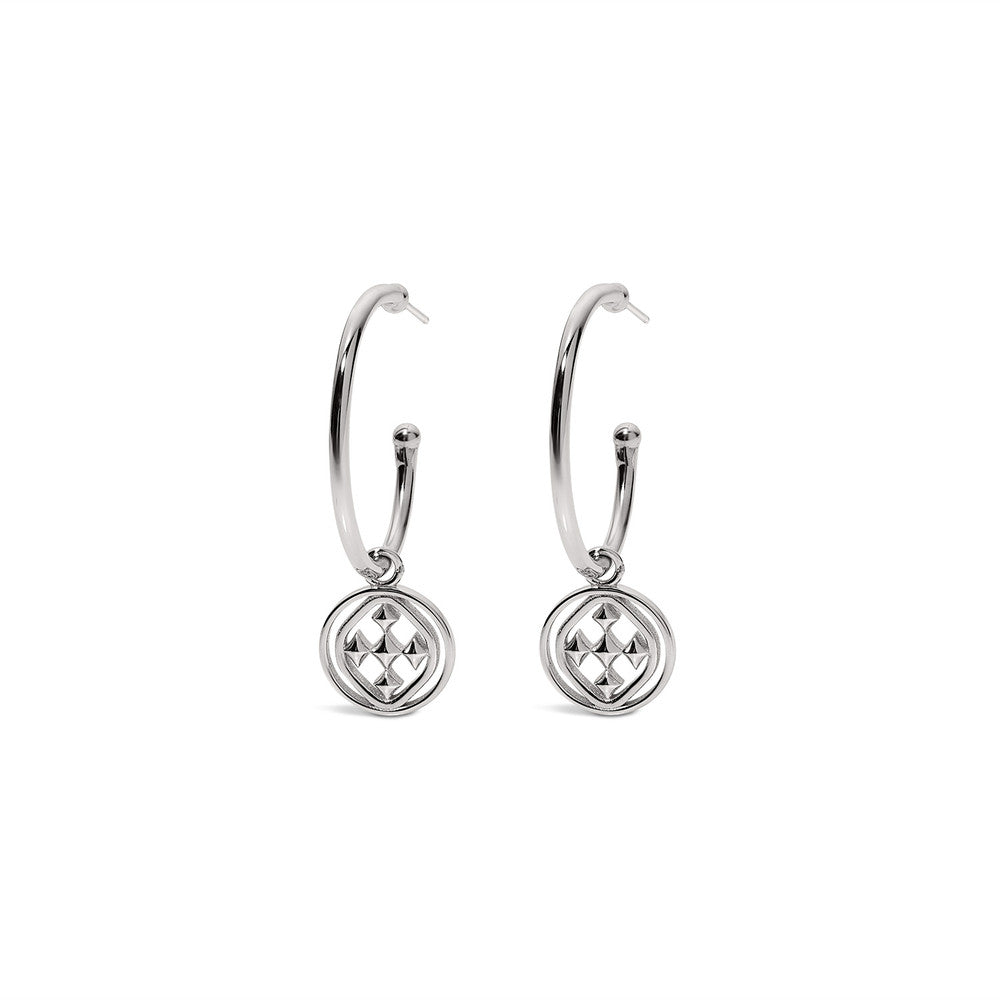 medallion small hoop earrings