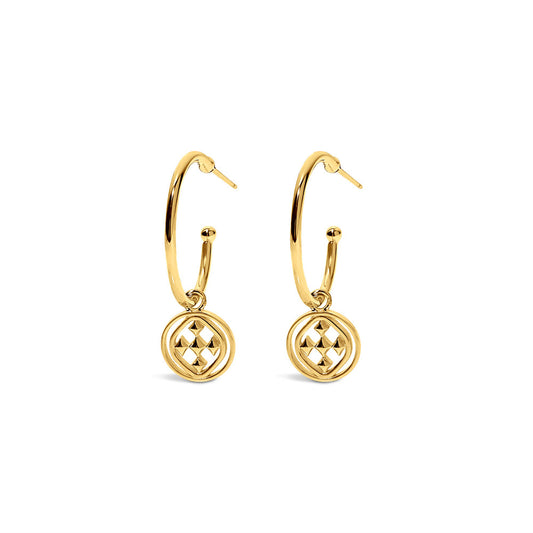 medallion small hoop earrings