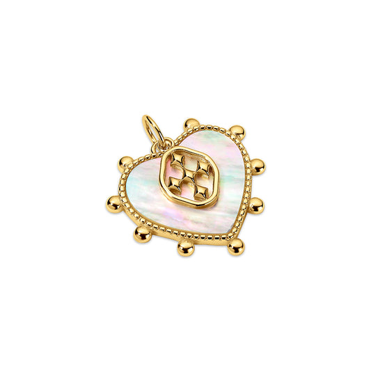 shield mother of pearl heart charm