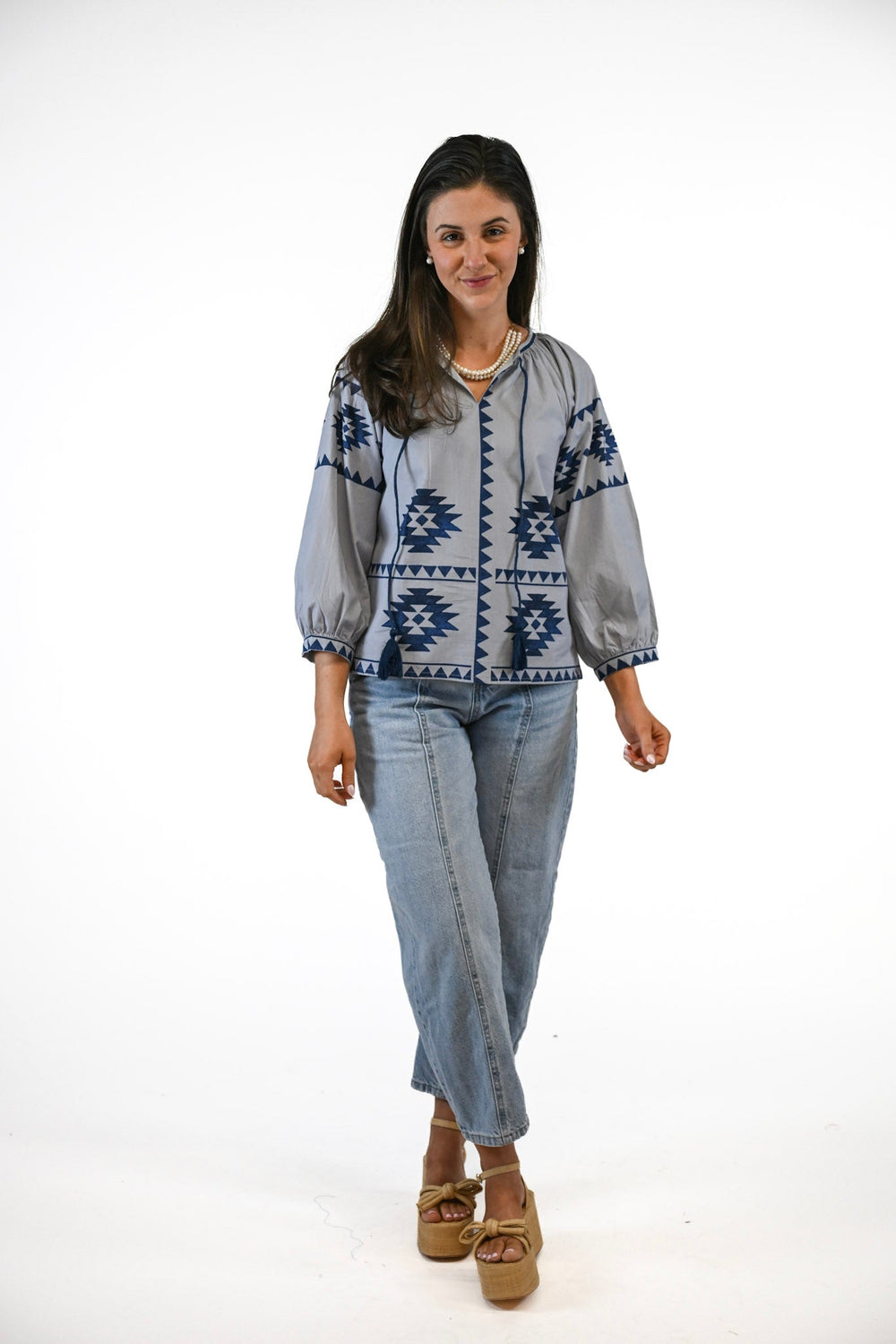 Cadence Blouse | Glacier Diamond
