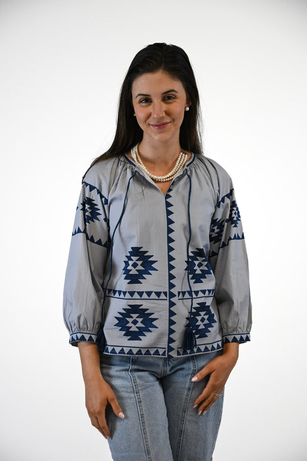 Cadence Blouse | Glacier Diamond