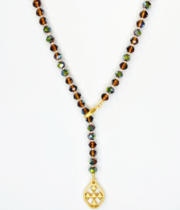 beaded lariat shield necklace