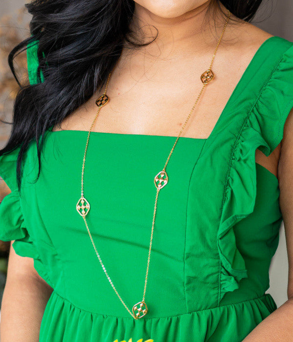long link shield necklace
