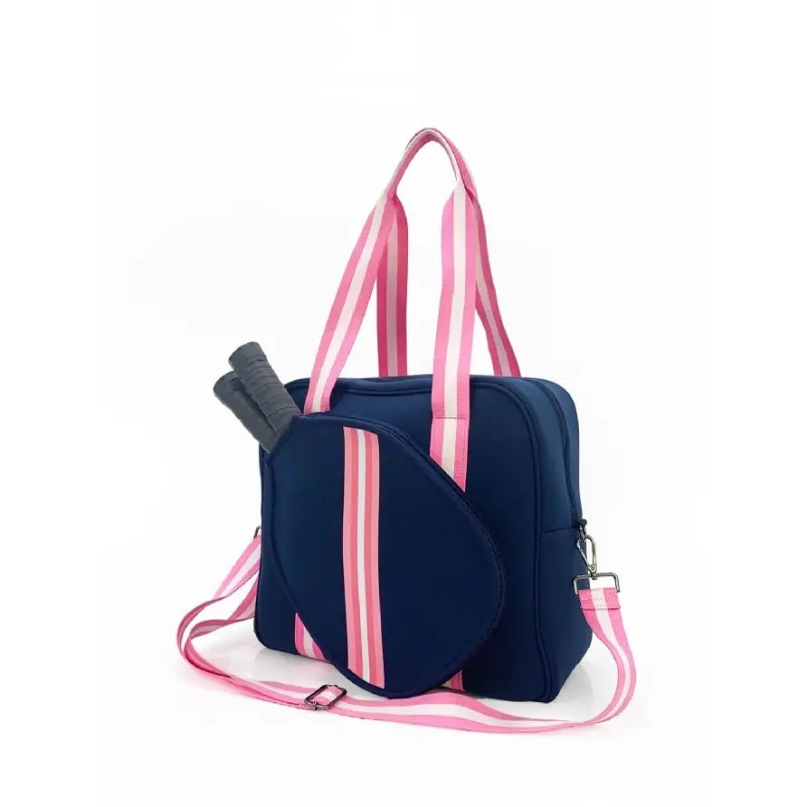 Neoprene Crossbody Sling Pickleball Tote - Navy & Pink