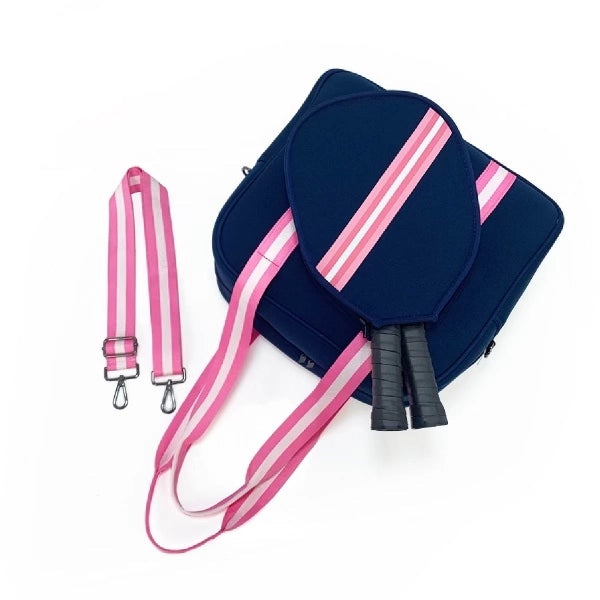 Neoprene Crossbody Sling Pickleball Tote - Navy & Pink